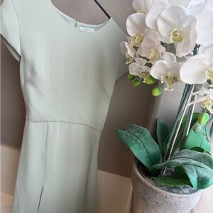 Babaton Light Sage Green Cap Sleeve Midi Dress